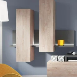 Garnero Arredamenti Parete attrezzata 219x205h cm soggiorno rovere antracite Megan Gihome® Antracite - Rovere Sale