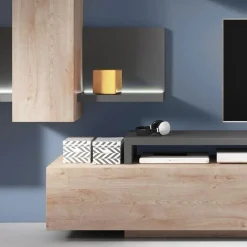 Garnero Arredamenti Parete attrezzata 219x205h cm soggiorno rovere antracite Megan Gihome® Antracite - Rovere Sale