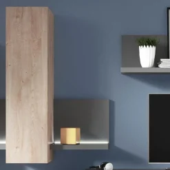 Garnero Arredamenti Parete attrezzata 219x205h cm soggiorno rovere antracite Megan Gihome® Antracite - Rovere Sale