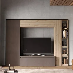 Garnero Arredamenti Parete attrezzata 249x186h cm salvaspazio marrone rovere chiaro Sunset 9 Marrone - Rovere Discount