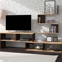 Garnero Arredamenti Parete attrezzata 180x165h cm soggiorno rovere chiaro e scuro Jessica Clearance