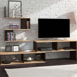 Garnero Arredamenti Parete attrezzata 180x165h cm soggiorno rovere chiaro e scuro Jessica Clearance