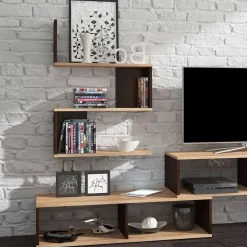 Garnero Arredamenti Parete attrezzata 180x165h cm soggiorno rovere chiaro e scuro Jessica Clearance