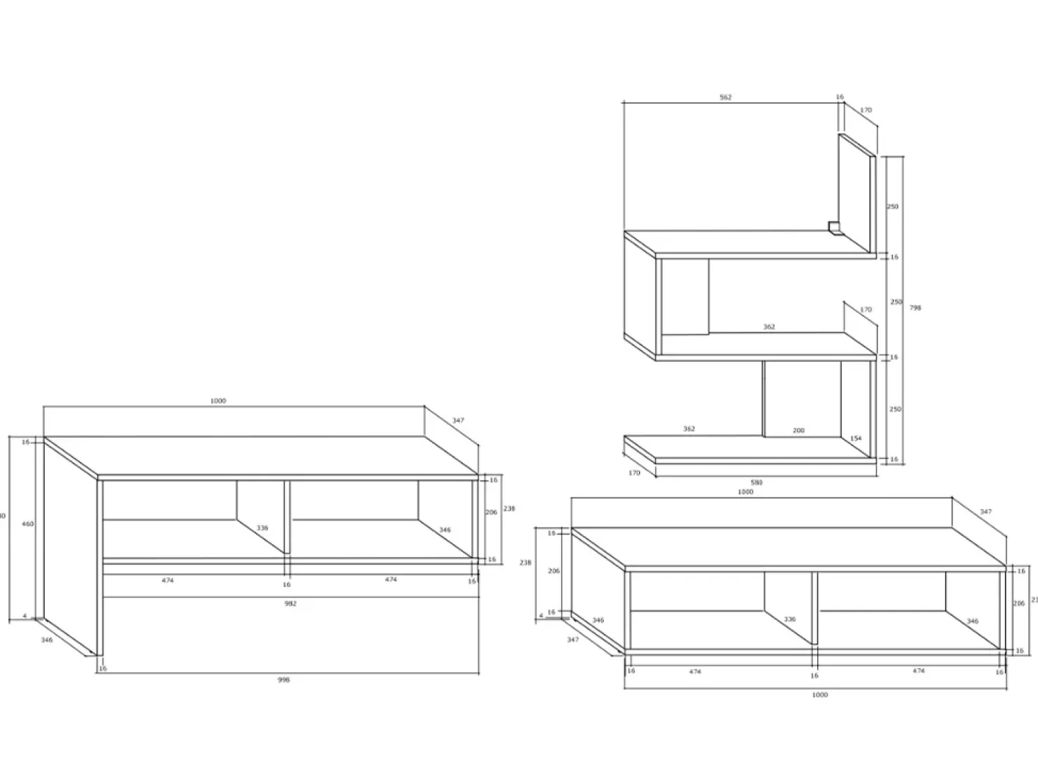 Garnero Arredamenti Parete attrezzata 180x165h cm soggiorno rovere chiaro e scuro Jessica Clearance