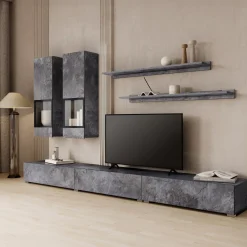 Garnero Arredamenti Parete attrezzata 270x176h cm soggiorno nero Emotion Gihome® Ossido Best