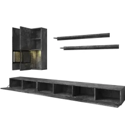 Garnero Arredamenti Parete attrezzata 270x176h cm soggiorno nero Emotion Gihome® Ossido Best