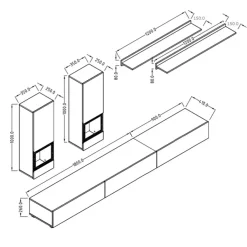 Garnero Arredamenti Parete attrezzata 270x176h cm soggiorno nero Emotion Gihome® Ossido Best