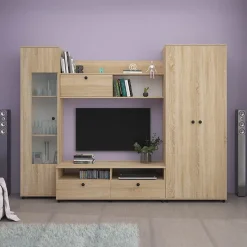 Garnero Arredamenti Parete attrezzata 240x180h cm soggiorno rovere Jersey Outlet