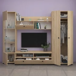 Garnero Arredamenti Parete attrezzata 240x180h cm soggiorno rovere Jersey Outlet