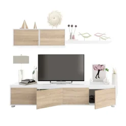 Garnero Arredamenti Parete attrezzata 200x140h cm soggiorno rovere bianco opaco Itaca Rovere - Bianco opaco Online