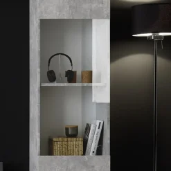 Garnero Arredamenti Parete attrezzata 257x187h cm soggiorno bianco lucido cemento Steppi 3 Outlet