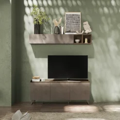 Garnero Arredamenti Parete attrezzata 181x200h cm soggiorno bronzo rovere scuro Jonson Tortora - Noce Online