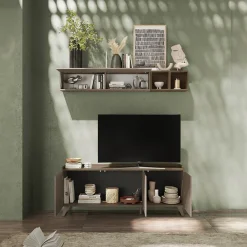 Garnero Arredamenti Parete attrezzata 181x200h cm soggiorno bronzo rovere scuro Jonson Tortora - Noce Online