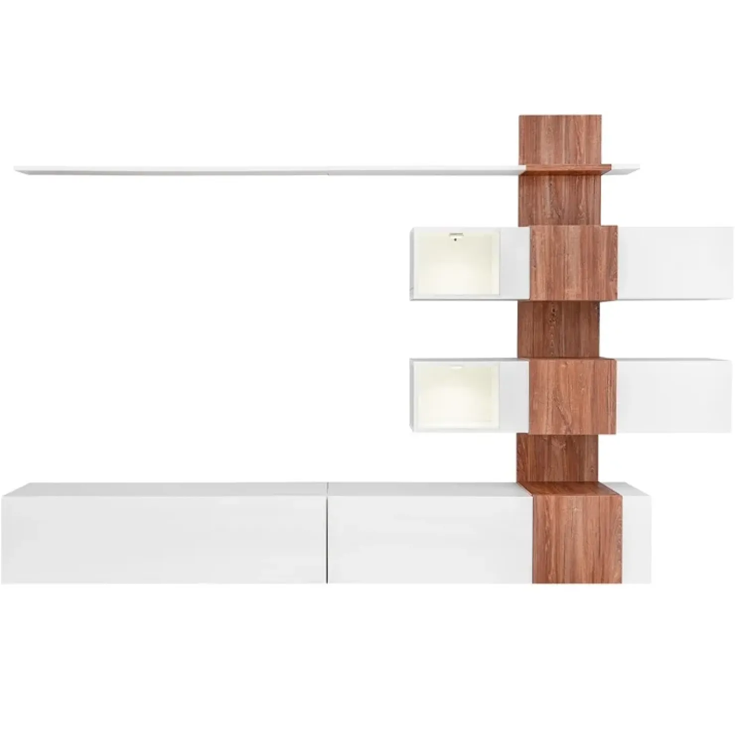 Garnero Arredamenti Parete attrezzata 250x160h cm soggiorno noce bianco lucido Coimbra Sale