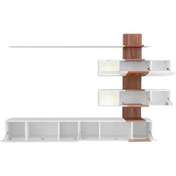 Garnero Arredamenti Parete attrezzata 250x160h cm soggiorno noce bianco lucido Coimbra Sale