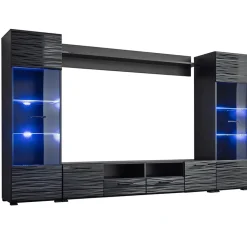 Garnero Arredamenti Parete attrezzata 260x150h cm soggiorno moderna nero opaco-lucido Dana Gihome® Clearance