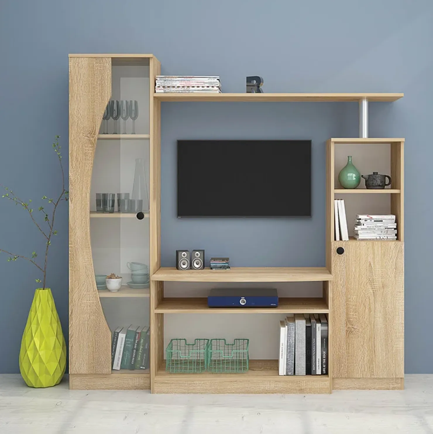 Garnero Arredamenti Parete attrezzata 160x160h cm soggiorno rovere Alicante New