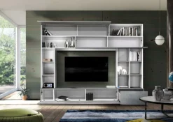 Garnero Arredamenti Parete attrezzata 277x211h cm soggiorno bianco cemento Illuminum Cemento - Bianco opaco