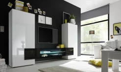 Garnero Arredamenti Parete attrezzata 258x143h cm soggiorno bianco nero lucido Starck Bianco Lucido - Nero Lucido Hot