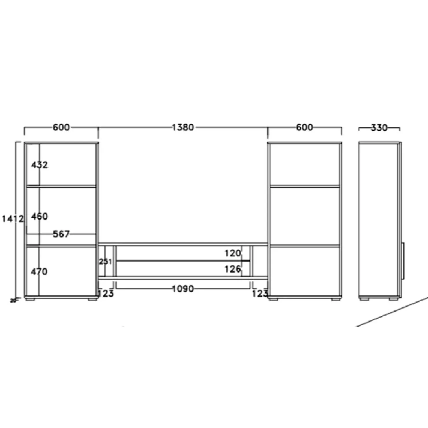 Garnero Arredamenti Parete attrezzata 258x143h cm soggiorno bianco nero lucido Starck Bianco Lucido - Nero Lucido Hot