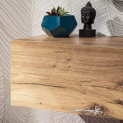 Garnero Arredamenti Parete attrezzata 210x162h cm soggiorno con led blu scuro rovere Feola Clearance