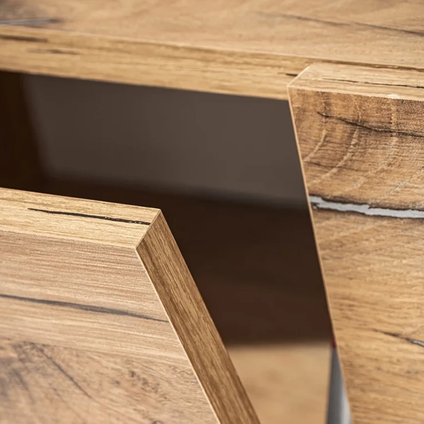 Garnero Arredamenti Parete attrezzata 210x162h cm soggiorno con led blu scuro rovere Feola Clearance