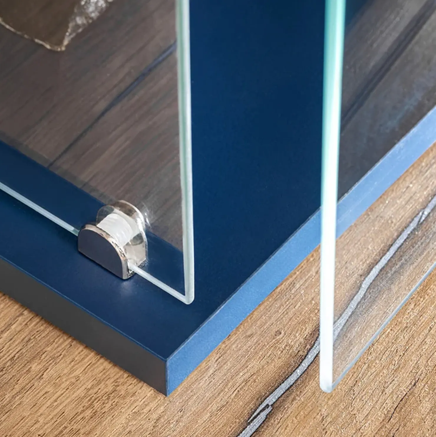 Garnero Arredamenti Parete attrezzata 210x162h cm soggiorno con led blu scuro rovere Feola Clearance