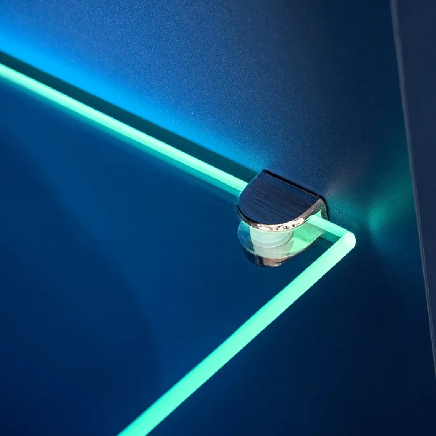 Garnero Arredamenti Parete attrezzata 210x162h cm soggiorno con led blu scuro rovere Feola Clearance