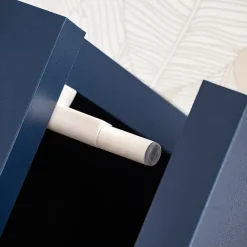 Garnero Arredamenti Parete attrezzata 210x162h cm soggiorno con led blu scuro rovere Feola Clearance