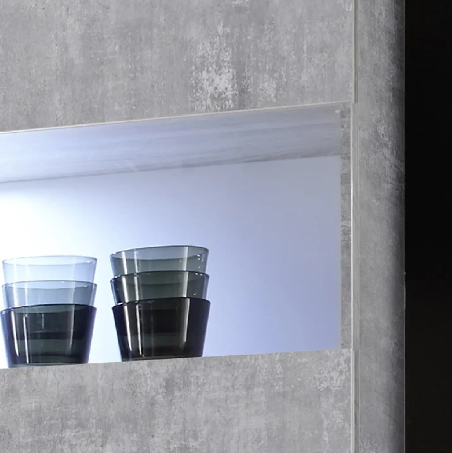 Garnero Arredamenti Parete attrezzata 248x175h cm soggiorno bianco lucido cemento Steppi 5 Bianco Lucido - Cemento