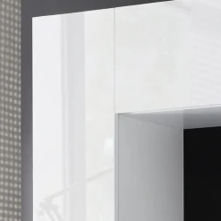 Garnero Arredamenti Parete attrezzata 248x175h cm soggiorno bianco lucido cemento Steppi 5 Bianco Lucido - Cemento