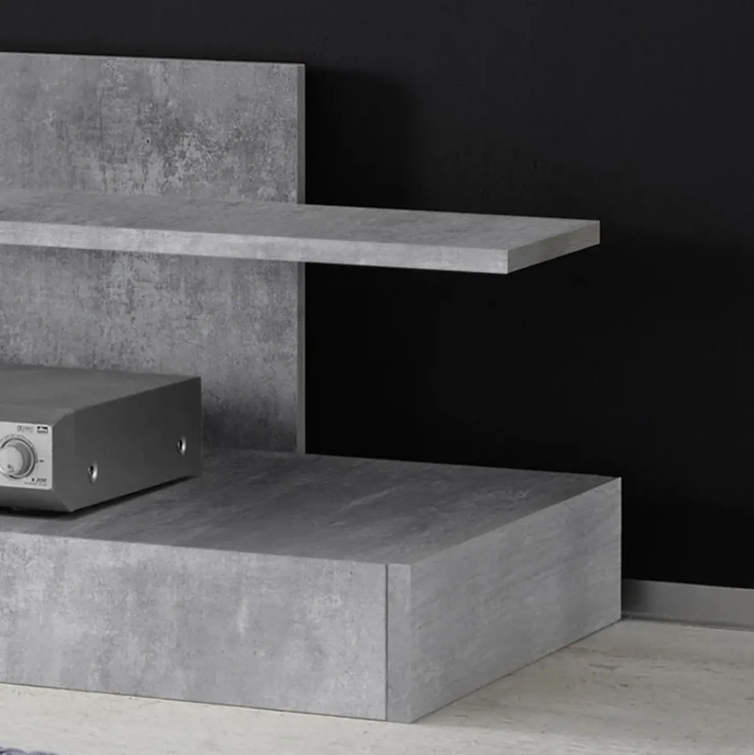 Garnero Arredamenti Parete attrezzata 248x175h cm soggiorno bianco lucido cemento Steppi 5 Bianco Lucido - Cemento