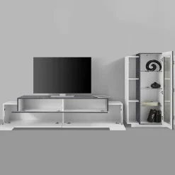 Garnero Arredamenti Parete attrezzata 290X121h cm soggiorno bianco ossido Milos Gihome® Bianco Lucido - Ossido Online