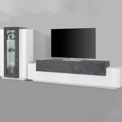 Garnero Arredamenti Parete attrezzata 290X121h cm soggiorno bianco ossido Milos Gihome® Bianco Lucido - Ossido Online