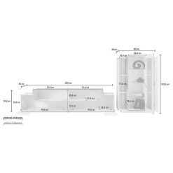 Garnero Arredamenti Parete attrezzata 290X121h cm soggiorno bianco ossido Milos Gihome® Bianco Lucido - Ossido Online