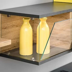 Garnero Arredamenti Parete attrezzata 240x150h cm soggiorno rovere antracite Oviedo Gihome® Antracite - Rovere Online