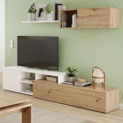 Garnero Arredamenti Parete attrezzata 220x135h cm soggiorno rovere bianco artico Patrol Clearance