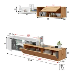 Garnero Arredamenti Parete attrezzata 220x135h cm soggiorno rovere bianco artico Patrol Clearance