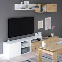 Garnero Arredamenti Parete attrezzata 220x135h cm soggiorno rovere bianco artico Patrol Clearance