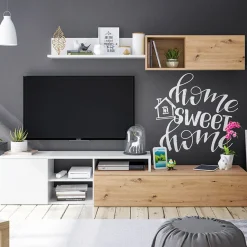 Garnero Arredamenti Parete attrezzata 220x135h cm soggiorno rovere bianco artico Patrol Clearance