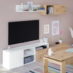 Garnero Arredamenti Parete attrezzata 220x135h cm soggiorno rovere bianco artico Patrol Clearance