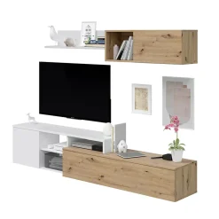 Garnero Arredamenti Parete attrezzata 220x135h cm soggiorno rovere bianco artico Patrol Clearance