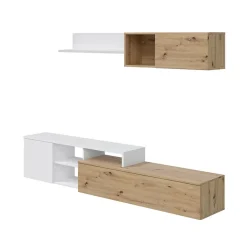 Garnero Arredamenti Parete attrezzata 220x135h cm soggiorno rovere bianco artico Patrol Clearance