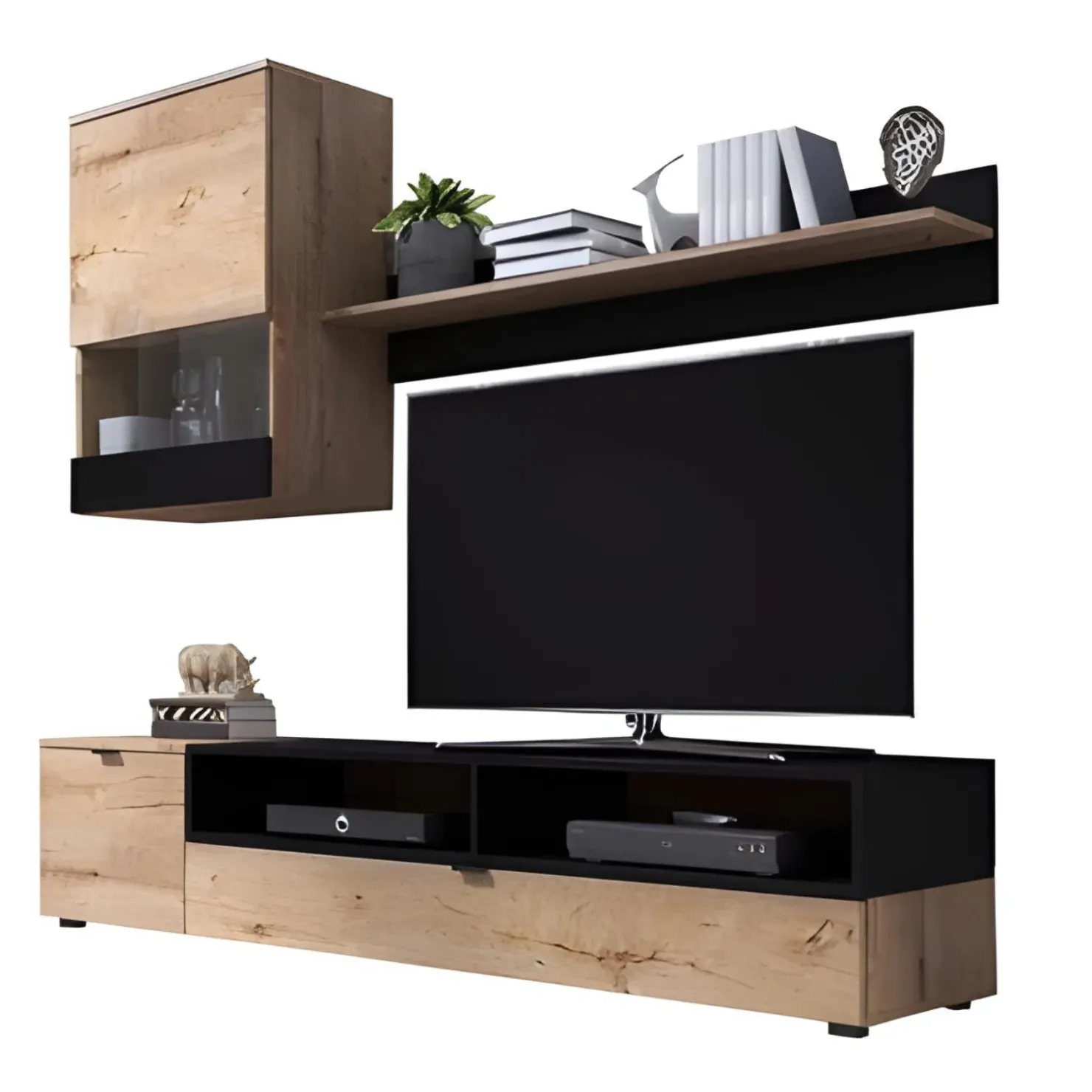 Garnero Arredamenti Parete attrezzata 175x170h cm soggiorno rovere nero opaco Oden Sale