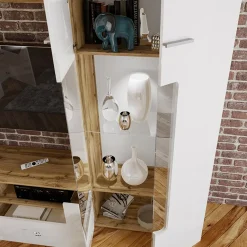 Garnero Arredamenti Parete attrezzata 280x185h cm soggiorno bianco lucido rovere Wall Sale