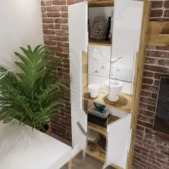 Garnero Arredamenti Parete attrezzata 280x185h cm soggiorno bianco lucido rovere Wall Sale