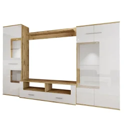 Garnero Arredamenti Parete attrezzata 280x185h cm soggiorno bianco lucido rovere Wall Sale