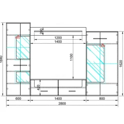 Garnero Arredamenti Parete attrezzata 280x185h cm soggiorno bianco lucido rovere Wall Sale