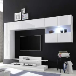 Garnero Arredamenti Parete attrezzata 248x175h cm soggiorno Steppi 5 Bianco Lucido