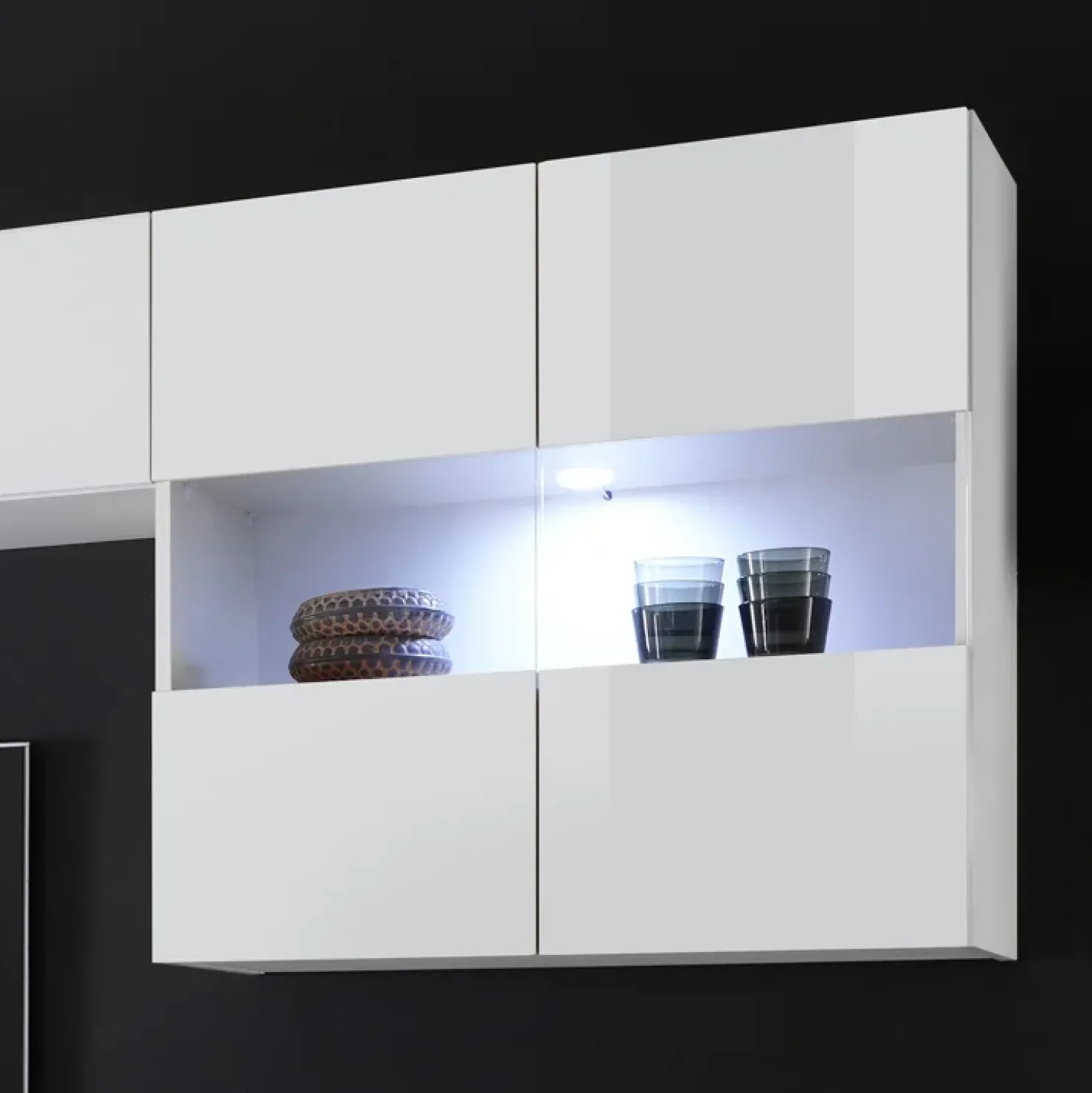 Garnero Arredamenti Parete attrezzata 248x175h cm soggiorno Steppi 5 Bianco Lucido